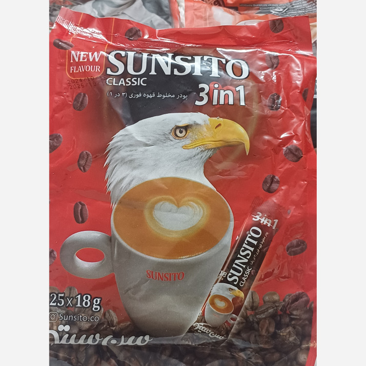 پودر مخلوط قهوه فوری 3در 1 SUNSITO سن سیتو 25 عددی