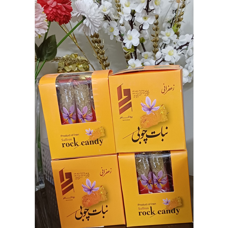 پک پذیرایی و سوغات نبات چوبی زعفرانی روکش دار
