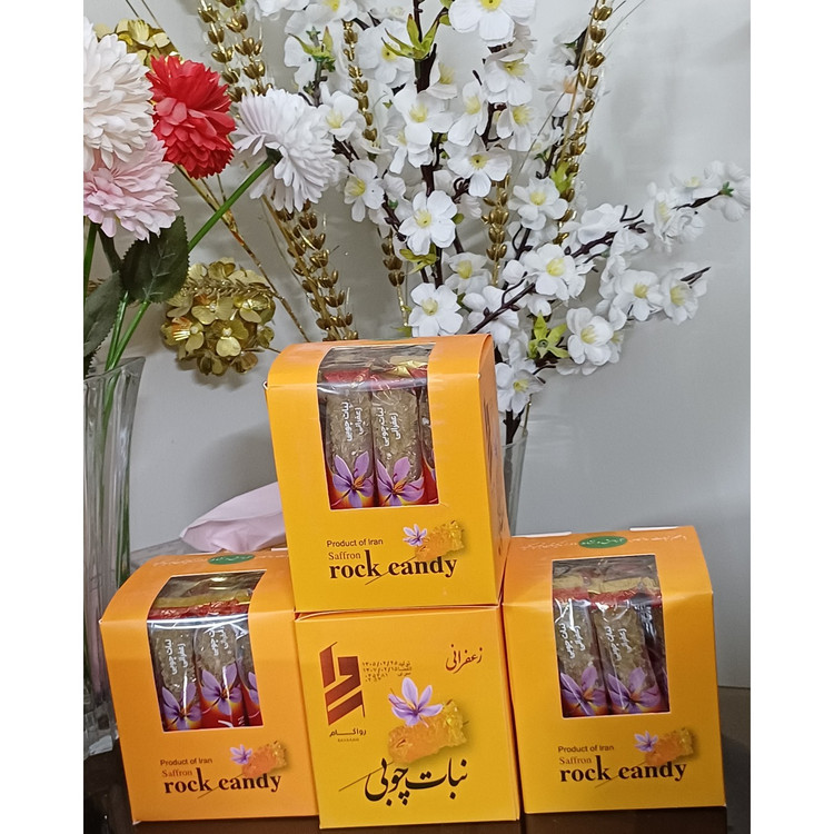 پک پذیرایی و سوغات نبات چوبی زعفرانی روکش دار