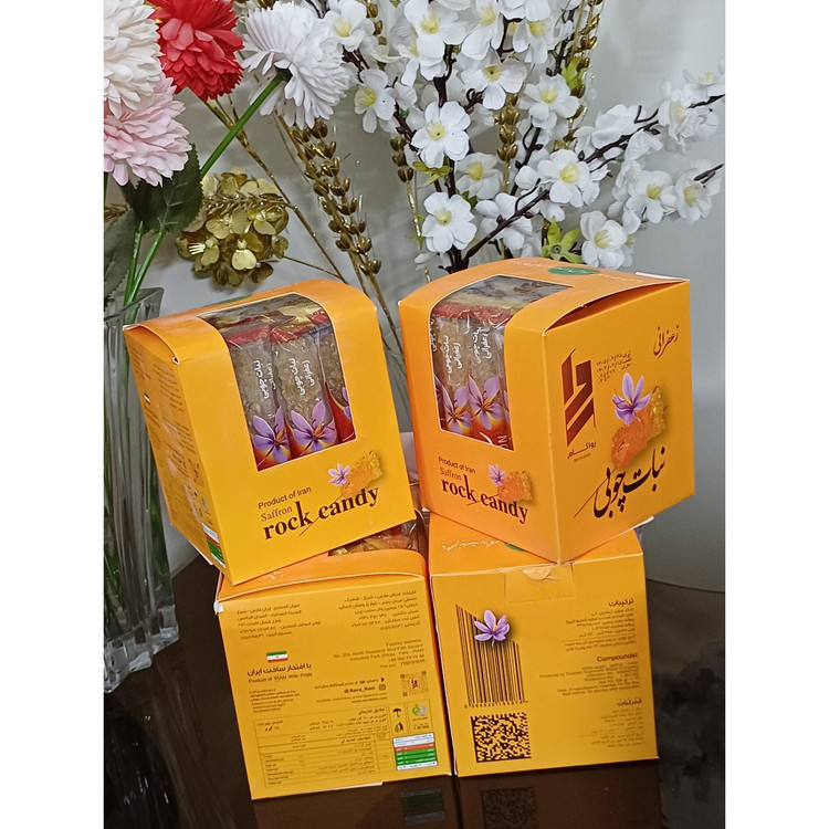 پک پذیرایی و سوغات نبات چوبی زعفرانی روکش دار