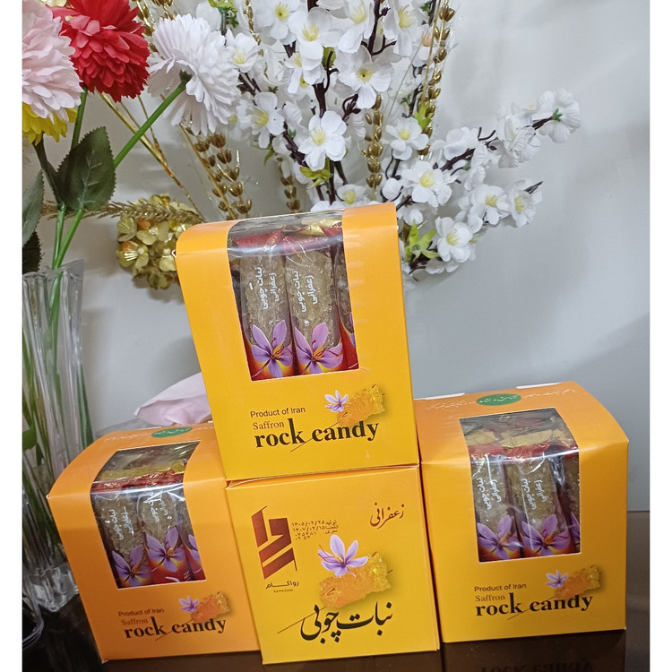 پک پذیرایی و سوغات نبات چوبی زعفرانی روکش دار