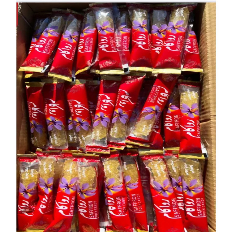 کارتن 7 کیلویی نبات چوبی زعفرانی روکشدار (نبات تک نفره فله ای)