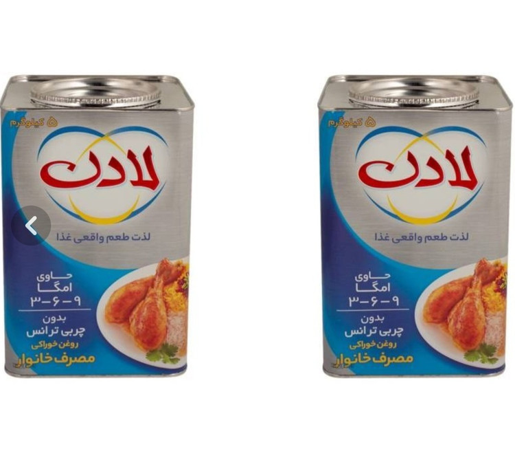 پک ۲ تایی روغن نباتی نیمه جامد بدون ترانس لادن حلب 5 کیلویی